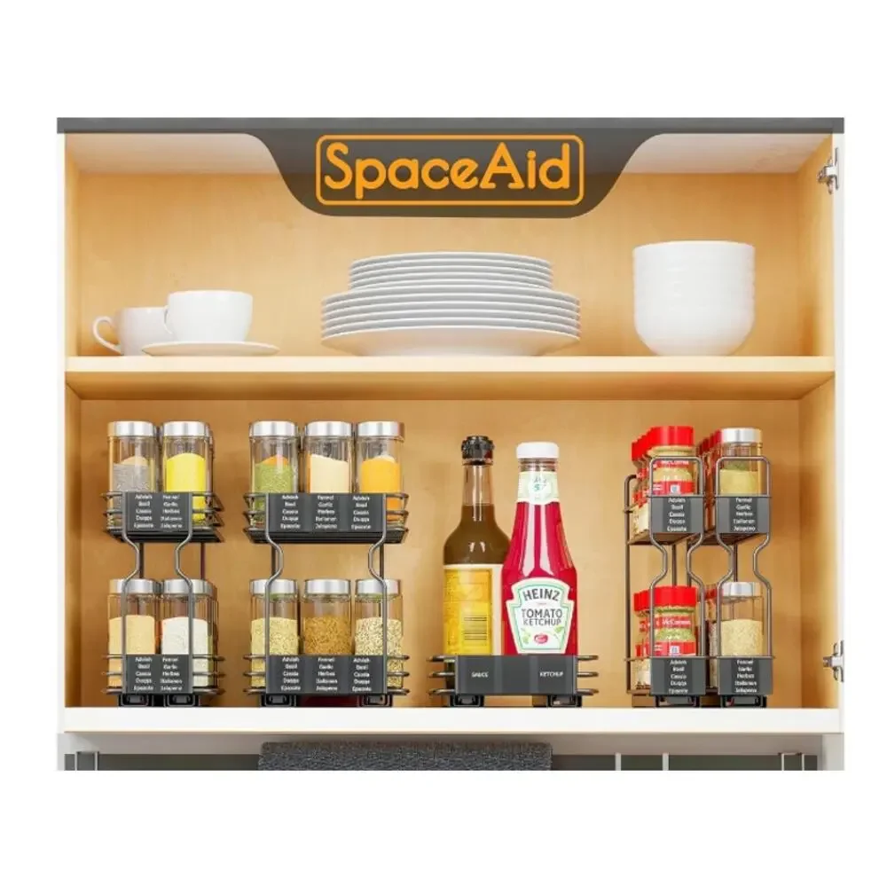 NIB SpaceAid 2-Pack Heavy Duty Pull Out Spice Rack Cabinet Organizer 2-Tier